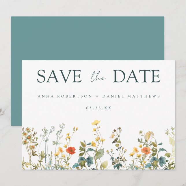 Wildblume Hochzeit Save The Date (Vorne/Hinten)