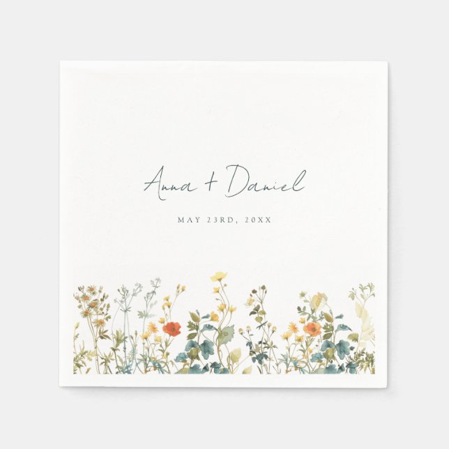 Wildblume Hochzeit Serviette (Vorderseite)