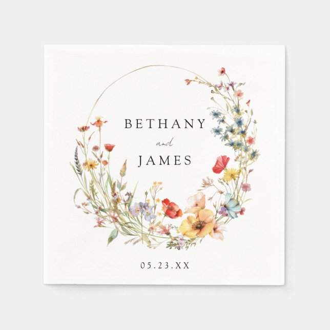 Wildblume Hochzeit Serviette (Vorderseite)
