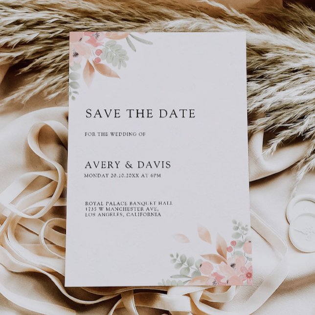 Wildblume Hochzeit Speichern Sie das Datum der Ein Einladung (Wildflower Wedding Save the Date Invitation)