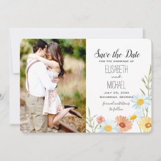 Wildblume Hochzeit Speichern Sie die Datumskarten  Save The Date