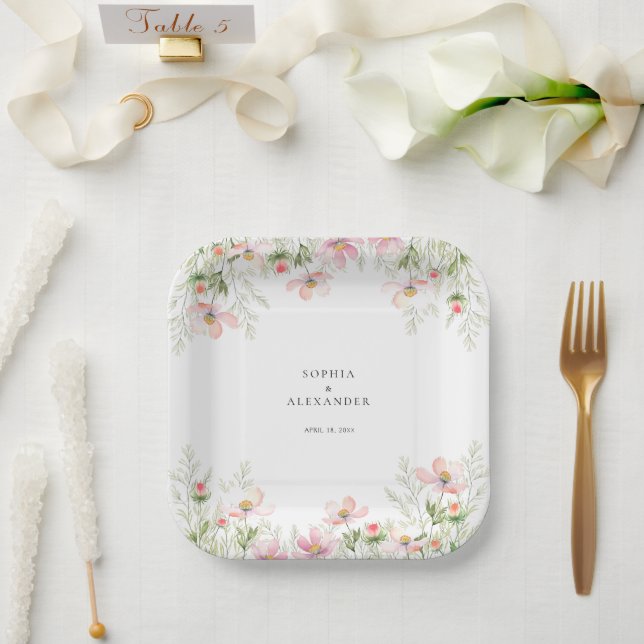 Wildblume Hochzeit von Tellern Pappteller (Hochzeit)