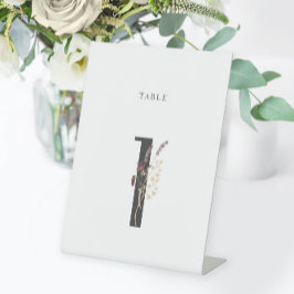 Wildblume Hochzeit von Wasserfarben Tischnummer 1 Sockelschild