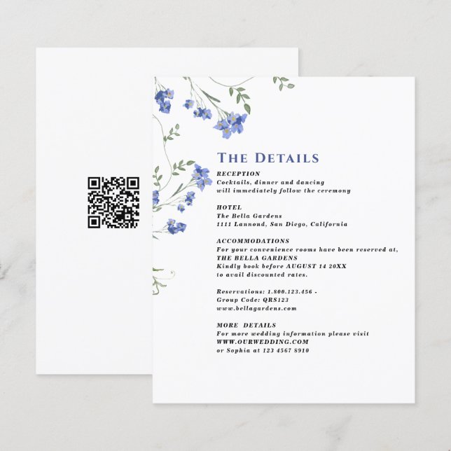 Wildblume Hochzeiten QR C-Umschließungskarten für  (Vorne/Hinten)
