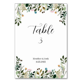 Wildblume Hochzeiten Tischnummern