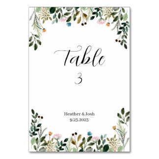 Wildblume Hochzeiten Tischnummern