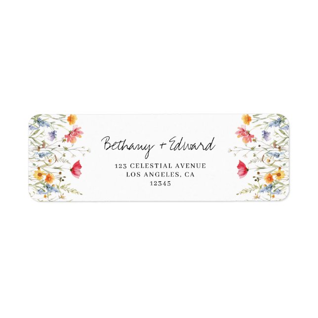 Wildblume Hochzeiten von Wasserfarben Rücksendeadr (Vorne)