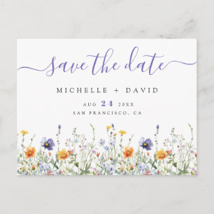 Wildblume-Hochzeitfeld Speichern Sie das Datum der Einladungspostkarte