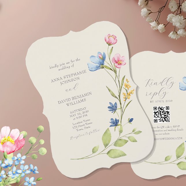 Wildblume Hochzeitseinladung mit QR-Code Einladung (Von Creator hochgeladen)