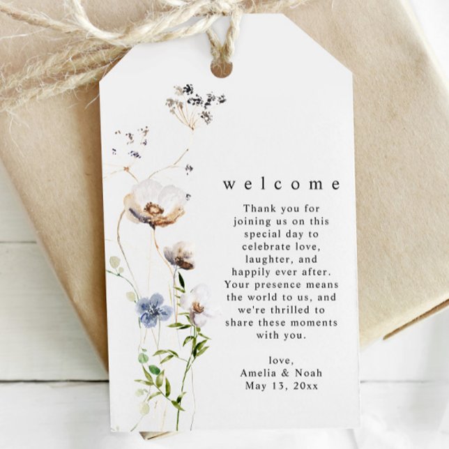 Wildblume Hochzeitsfeier für Wasserfarben Begrüßun Geschenkanhänger (Von Creator hochgeladen)