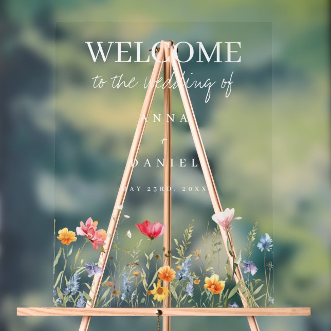 Wildblume Hochzeitsfeiern Acrylschild (Neutral)