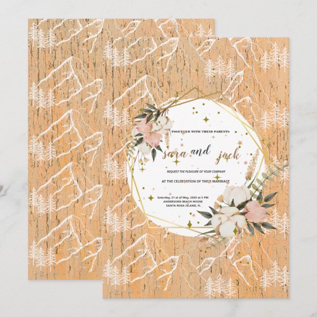 Wildblume Hochzeitsfeiern Einladung (Vorne/Hinten)