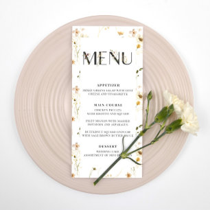 Wildblume Hochzeitsmenü für Wasserfarben Menükarte