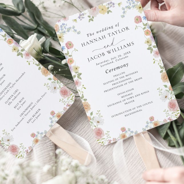 Wildblume-Hochzeitsprogramm Fächer (Von Creator hochgeladen)