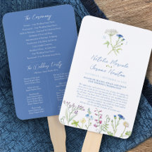 Wildblume Hochzeitsprogramm für botanisch-blaue Wa