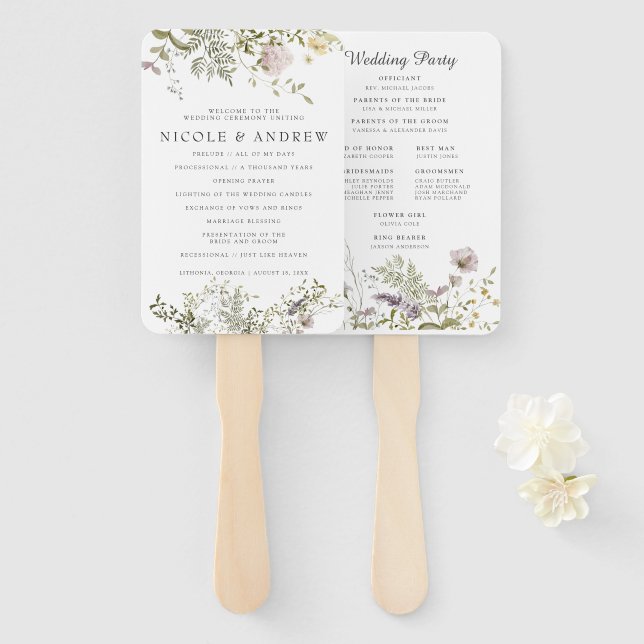 Wildblume | Hochzeitsprogramm-Handfächer Fächer (Vorne und Hinten)