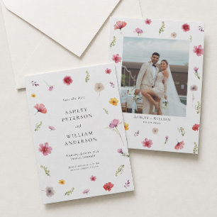 Wildblume Hochzeitssache Das Date-Foto speichern Einladung