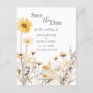 Wildblume Hochzeitssache Datum speichern Postkarte
