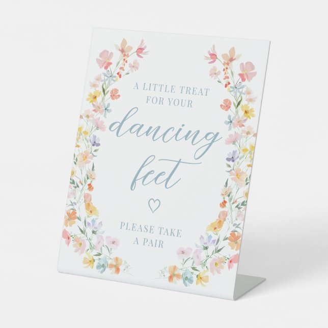 Wildblume Hochzeitstanz Feet Flip Flops Zeichen Sockelschild (Vorderseite)