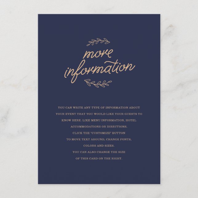 Wildblume-Hochzeitstich Begleitkarte (Vorderseite)