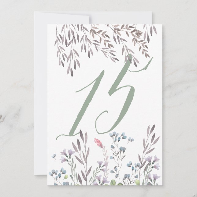Wildblume Hochzeitstisch Nr. 15 beidseitig Einladung (Vorderseite)