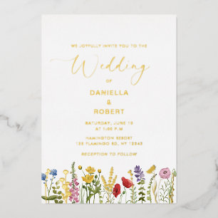 Wildblume Hochzeitswasser Folieneinladung