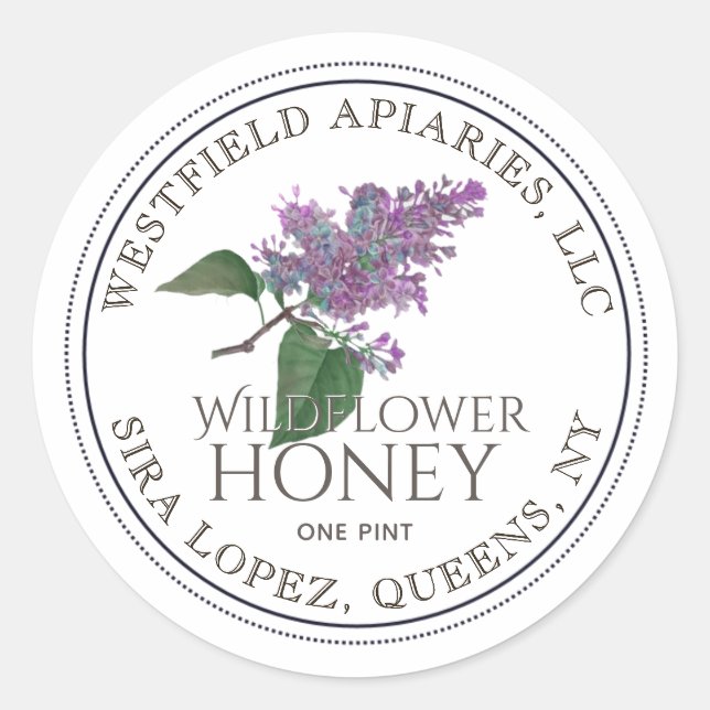 Wildblume Honey Jar Blume Lila Lilac Runder Aufkleber (Vorderseite)