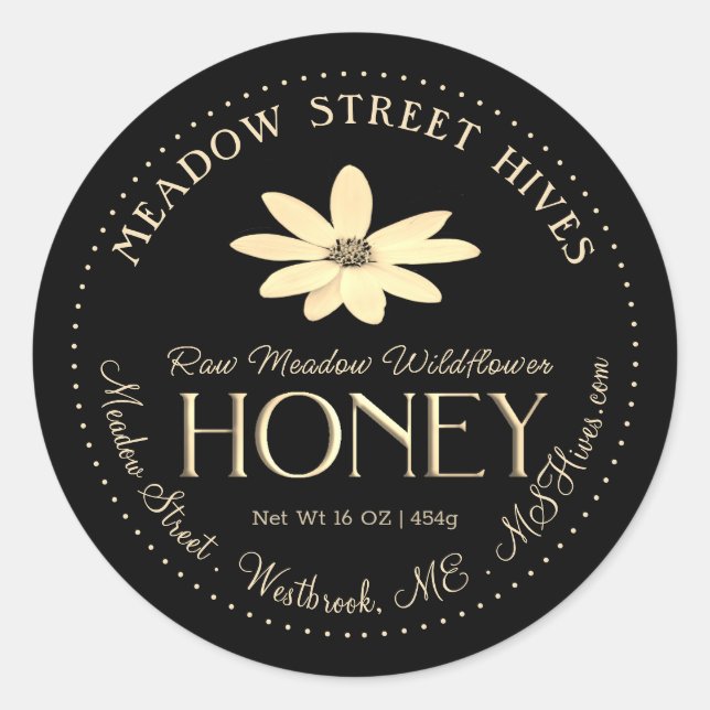 Wildblume Honey Native Sunflower (Schwarz) Runder Aufkleber (Vorderseite)