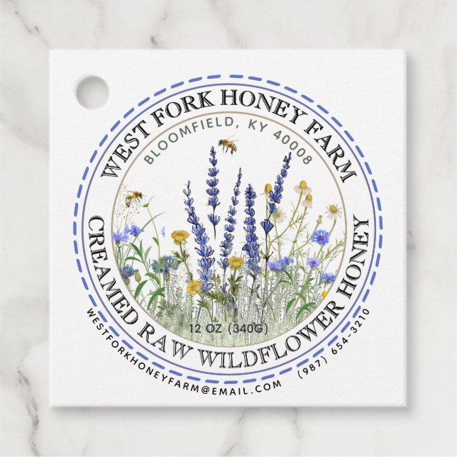 Wildblume Honig Label Bienen gestrichelt Border Kr (Vorderseite)