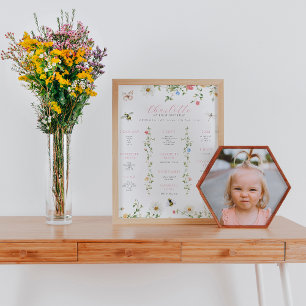 Wildblume Hummel   1. Geburtstag - Meilenstein Poster