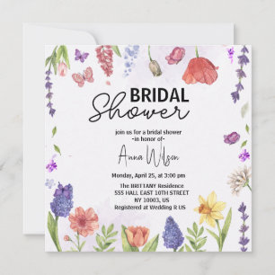 Wildblume im Garten Brautparty Einladung