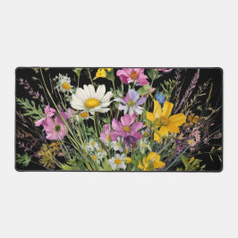 Wildblume in Aquarellfarbe auf schwarzem Hintergru Schreibtischunterlage