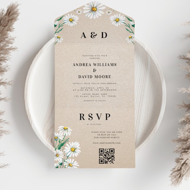 Wildblume in Aquarellfarben All In One Einladung (Von Creator hochgeladen)