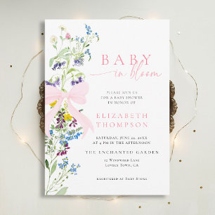Wildblume in Bloom Garden Bow Girl Babydusche Einladung