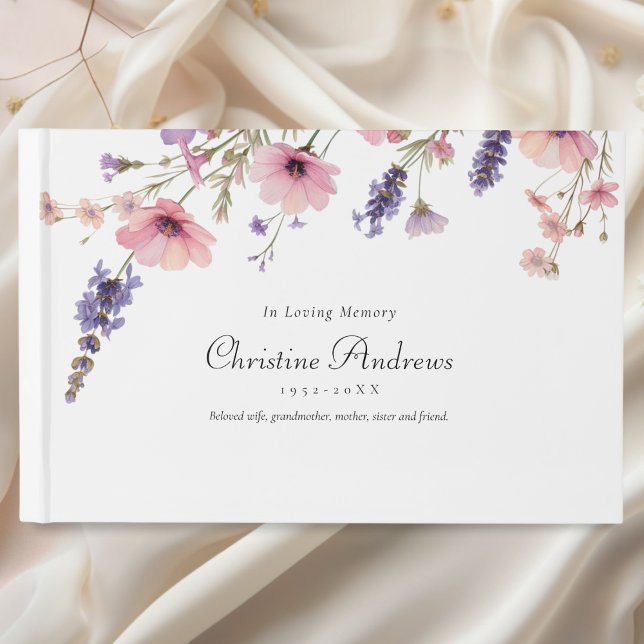 Wildblume "In Love Memory" Beerdigung Gästebuch (Wildflower "In Loving Memory" Funeral Guest Book)