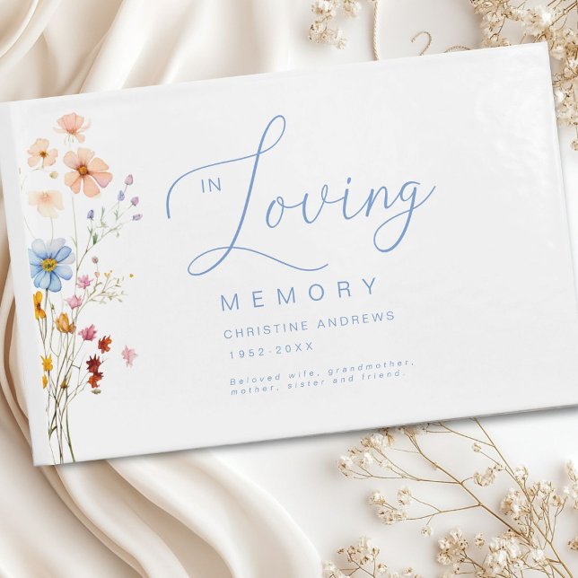 Wildblume "In Love Memory" Beerdigung Gästebuch (Wildflower "In Loving Memory" Funeral Guest Book)