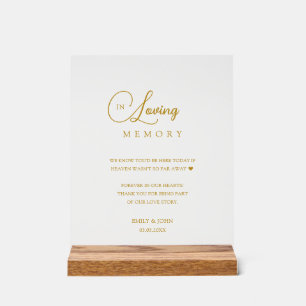 Wildblume "In Love Memory" Hochzeit Acrylschild