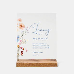 Wildblume "In Love Memory" Hochzeit Acrylschild