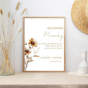 Wildblume in Loving Gedächtnis Zeichen Hochzeit fü Poster
