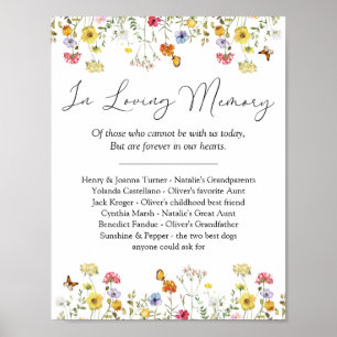 Wildblume In Loving Memory Gedenkhochzeitsschild Poster