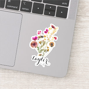 Wildblume Individuelle Name Aufkleber