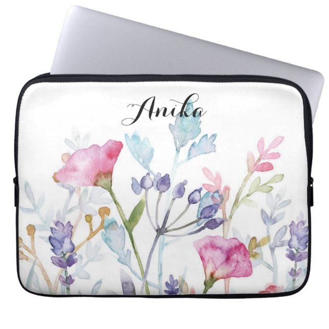 Wildblume individuelle Name Laptopschutzhülle (Vorderseite)