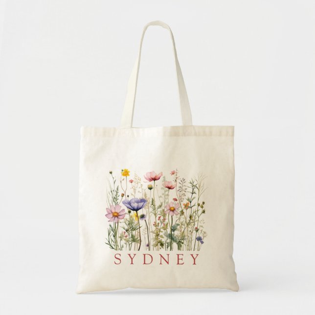 Wildblume Individuelle Name Tragetasche (Vorne)