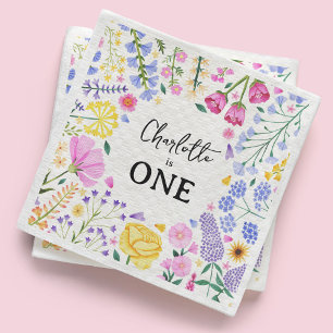 Wildblume ist der erste Geburtstag eines Mädchens Serviette