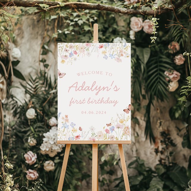 Wildblume ist nicht ihr Geburtstagszeichen Poster (Wildflower Birthday Welcome Sign)