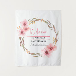 Wildblume ist unterwegs mit rosa Babydusche Wandteppich