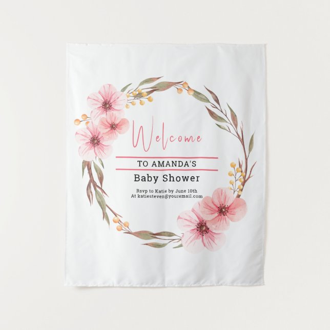 Wildblume ist unterwegs mit rosa Babydusche Wandteppich (Vorderseite)