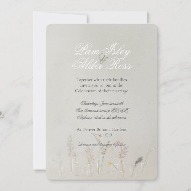 Wildblume Jars Boho Einladung zur Hochzeit (Vorderseite)