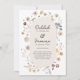 Wildblume Joint Birthday Foto Back Einladung