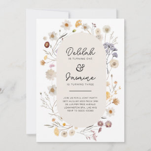 Wildblume Joint Birthday Foto Back Einladung